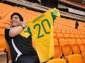 Diego Maradona visits Soccer City Stadium