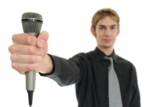 Man holding microphone